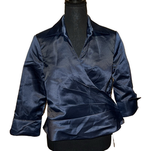 JJ's House A Line Dark Navy V Neck Wrap Jacket NWT